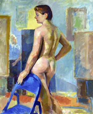 Mihai Potcoava. Nude with blue chair