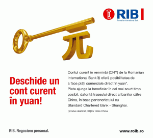 Romanian International Bank introduce tranzacţiile directe din lei în yuan-i