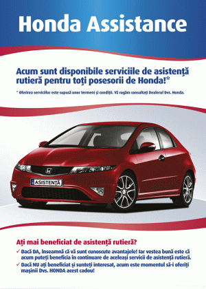 Honda Trading România anunţă extinderea serviciului Honda Asistenţă Rutieră