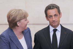 Angela Merkel şi Nicolas Sarkozy s-au întâlnit de urgenţă miercuri seara, la Frankfurt.