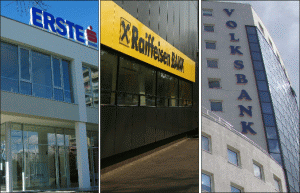 În timpul crizei financiare, Austria a injectat capital în Erste Group Bank, Raiffeisen şi Volksbanken AG şi a naţionalizat Hypo Alpe Adria şi Kommunalkredit.