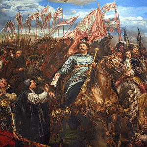 The victory of Jan Sobieski, the King of Poland, against the Turks in the battle of Vienna - a painting by Jan Matejko (1838-1893).