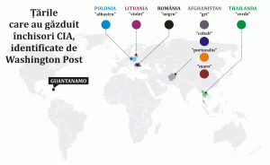 Potrivit Washington Post, în raport sunt menţionate închisori din cinci ţări: Polonia, România, Lituania Afganistan, Thailanda, acestea fiind desemnate prin culori. Astfel, presupusă închisoare secretă a CIA din România figurează drept "detention site black", pentru Polonia este folosit albastru, pentru Lituania violet, pentru Thailanda verde, iar pentru Afganistan, unde ar fi existat mai multe închisori, sunt folosite patru culori.