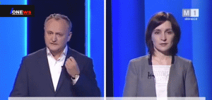 Igor Dodon şi Maia Sandu (Sursa foto: captură Youtube)