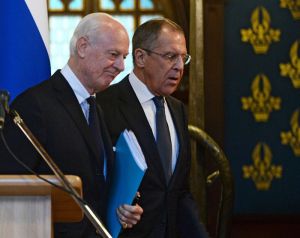 Steffan de Mistura & Serghei Lavrov (Sursa foto: Twitter)