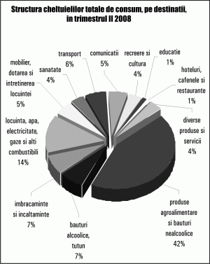 Jumătate din cheltuielile românilor au fost pentru mâncare, băutură şi ţigări în trimestrul al doilea