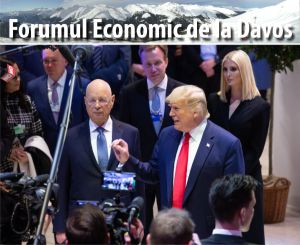 Donald Trump, preşedintele SUA, alături de Klaus Schwab, preşedinte executiv al Forumului Economic Mondial.