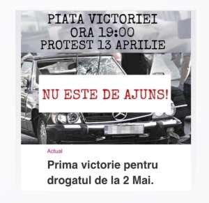 Surse: 200 de persoane, la protestul din Piaţa Victoriei din Capitală, faţă de modul în care se judecă dosarul accidentului de la 2 Mai