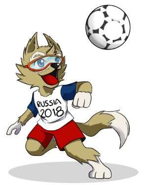 Mascota CM din 2018, când Rusia era în graţiile FIFA şi UEFA.