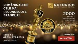 Notorium Brand Awards România va avea loc în perioada 2 septembrie - 27 septembrie