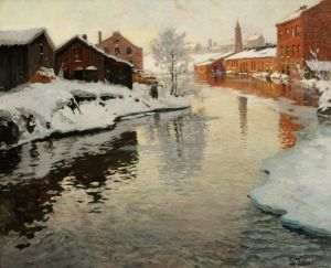 Frits Thaulow (1847 - 1906) - "Vechea fabrică, Akerselva", 1901