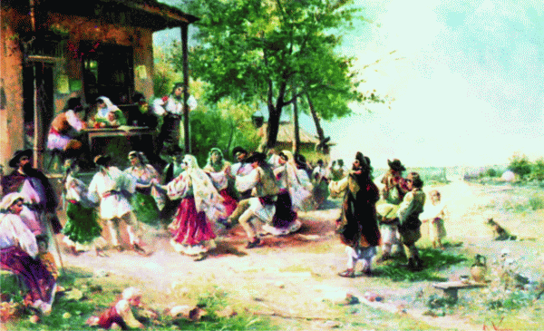 A painting that perfectly illustrates the attitude, regardless of the economic conjuncture (A dance at Aninoasa - Theodor Aman 1831-1891).