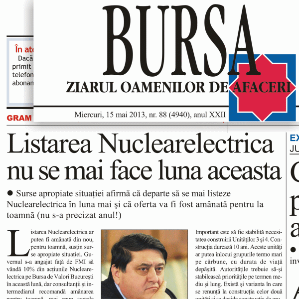 Nuclearelectrica nu a fost listată în iunie