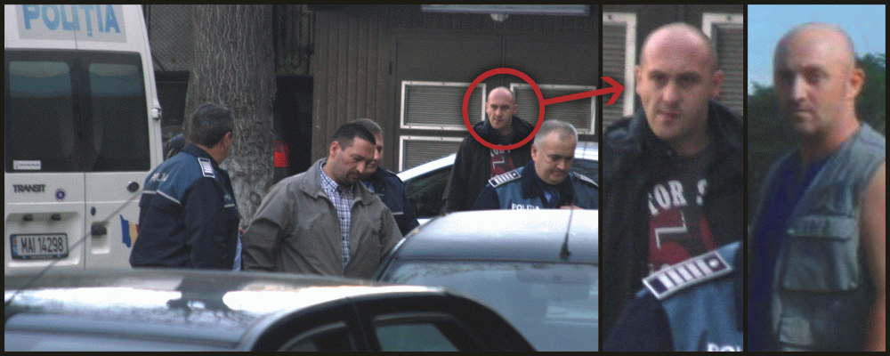 The photo to the left was taken by Mediafax and has appeared again in many publications: in the foreground, commissioner Traian Berbeceanu, escorted by policemen, in the high court of Cassation and Justice; in the background, a man that looks like Horaţiu Potra.To the right of the photo, we present the blown-up part of the photo, to allow comparison with the portrait of Horaţiu Potra, who is on the last photo to the right.