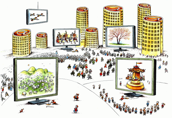 Foto "Internet world" - "Internet World" - lucrarea semnată de Constantin Pavel, distinsă cu Marele Premiu la competiţia internaţională de caricatură SICACO 2014, din Coreea de Sud. 