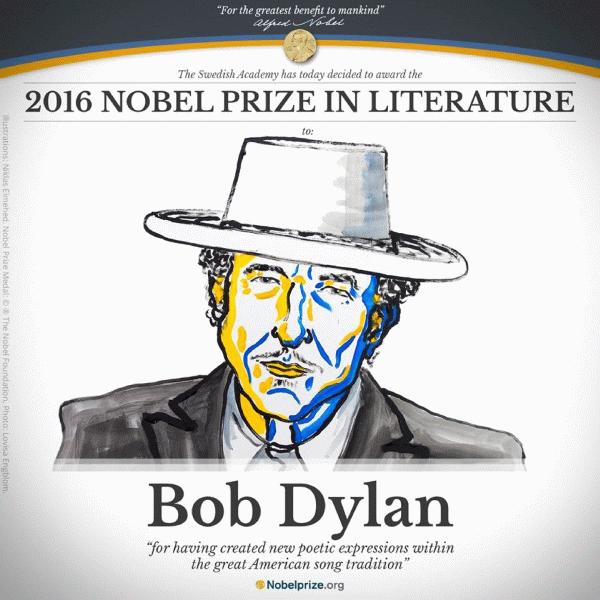 "Suflând în vânt", Bob Dylan a câştigat premiul Nobel