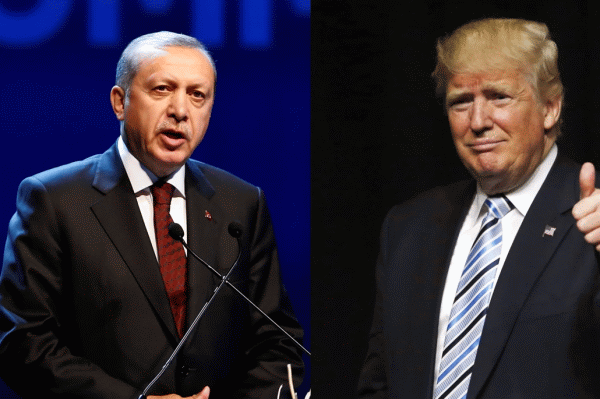 Tayyip Erdogan (stânga) şi Donald Trump (dreapta) (Sursa foto: captură Youtube)