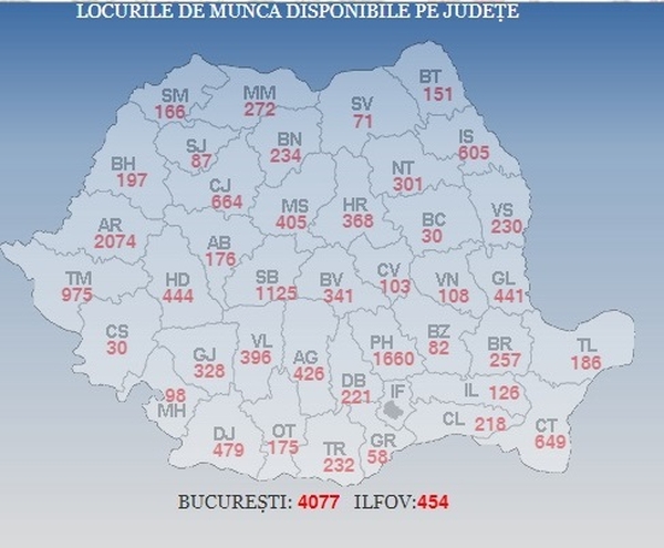 ANOFM: 19.719 locuri de muncă vacante la nivel naţional