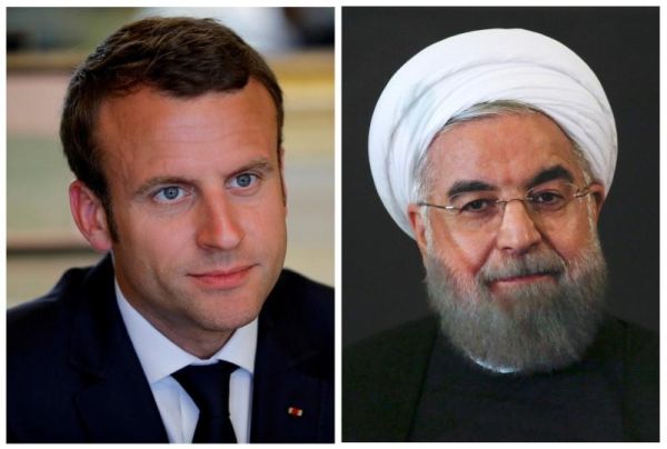 Emmanuel Macron şi Hassan Rohani (Sursa foto: Twitter)