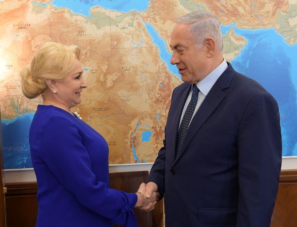 Viorica Dăncilă şi Benjamin Netanyahu (Sursa foto: Twitter)