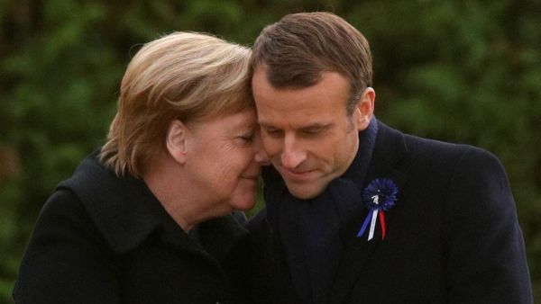 Angela Merkel şi Emmanuel Macron (Sursa foto: Twitter)