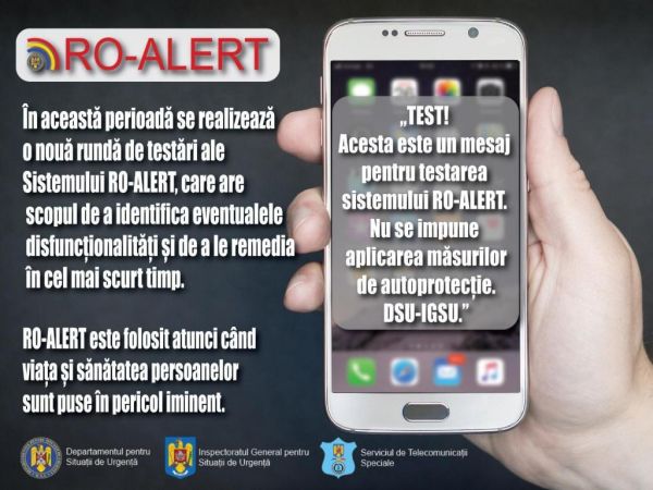 Testarea cu mesajele RO-ALERT este obligatorie