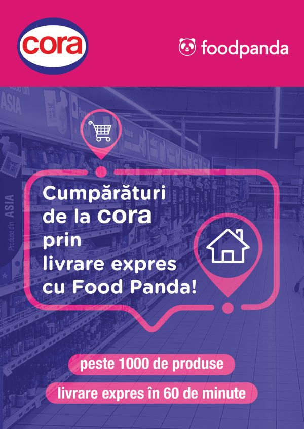 cora România şi foodpanda au încheiat un parteneriat pentru livrări rapide la domiciliul clienţilor