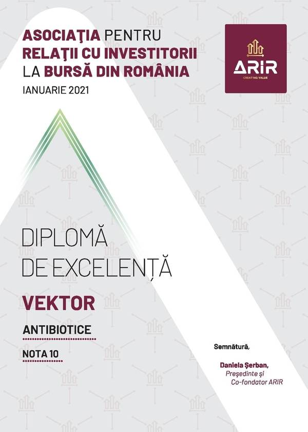 Antibiotice Iaşi a obţinut nota 10 în clasamentul celor 77 de companii incluse în indicatorul Vektor