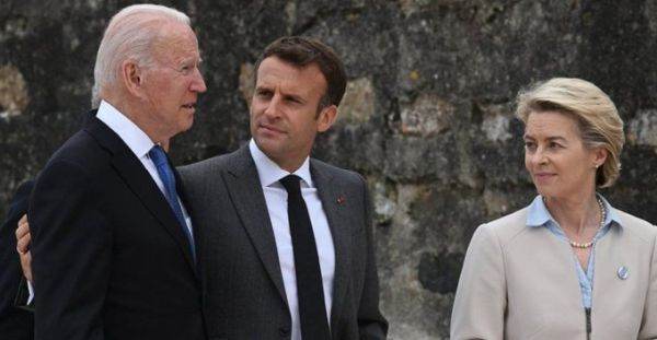 Joe Biden, Emmanuel Macron şi Ursula von der Leyen