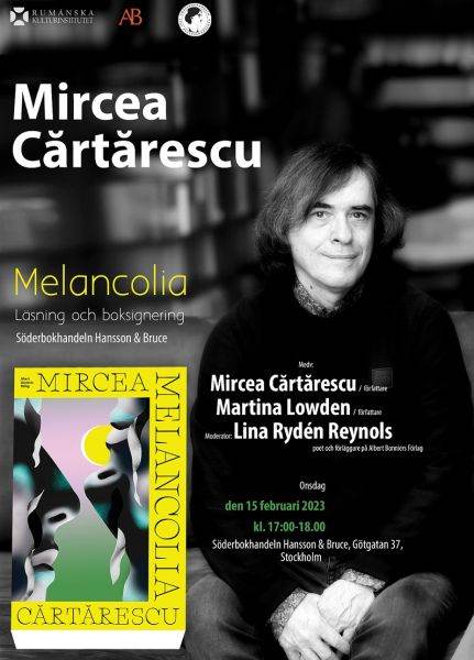  Mircea Cărtărescu va împărtăşi publicului experienţa de scriere a cărţii şi va răspunde la întrebări din partea publicului. La eveniment va participa şi traducătoarea Inger Johansson, cea care semnează traducerile a nouă dintre cele mai importante cărţi ale lui Mircea Cărtărescu în limba suedeză. (Sursa foto: Facebook / Institutul Cultural Român / Romanian Cultural Institute)