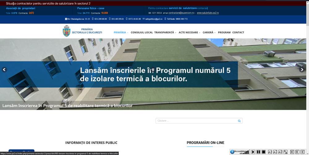 Primăria Sectorului 2 lansează licitaţie pentru realizarea unui nou website.