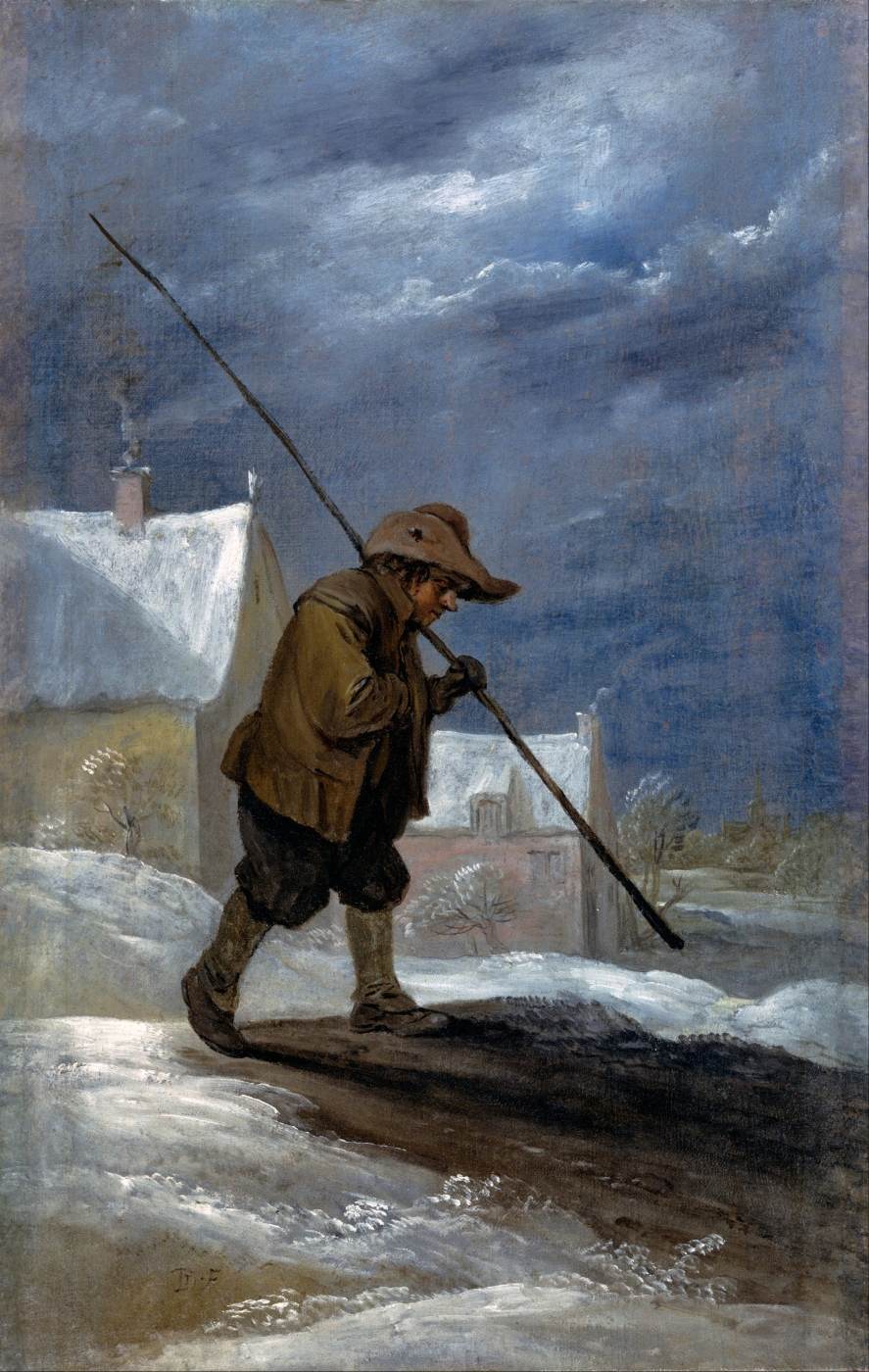 David Teniers cel Tânăr (1610-1690) - "Coşarul" (cca. 1680) | Sursa: https://commons.wikimedia.org/wiki/File:Teniers,_David_the_younger_-_Winter_-_Google_Art_Project.jpg