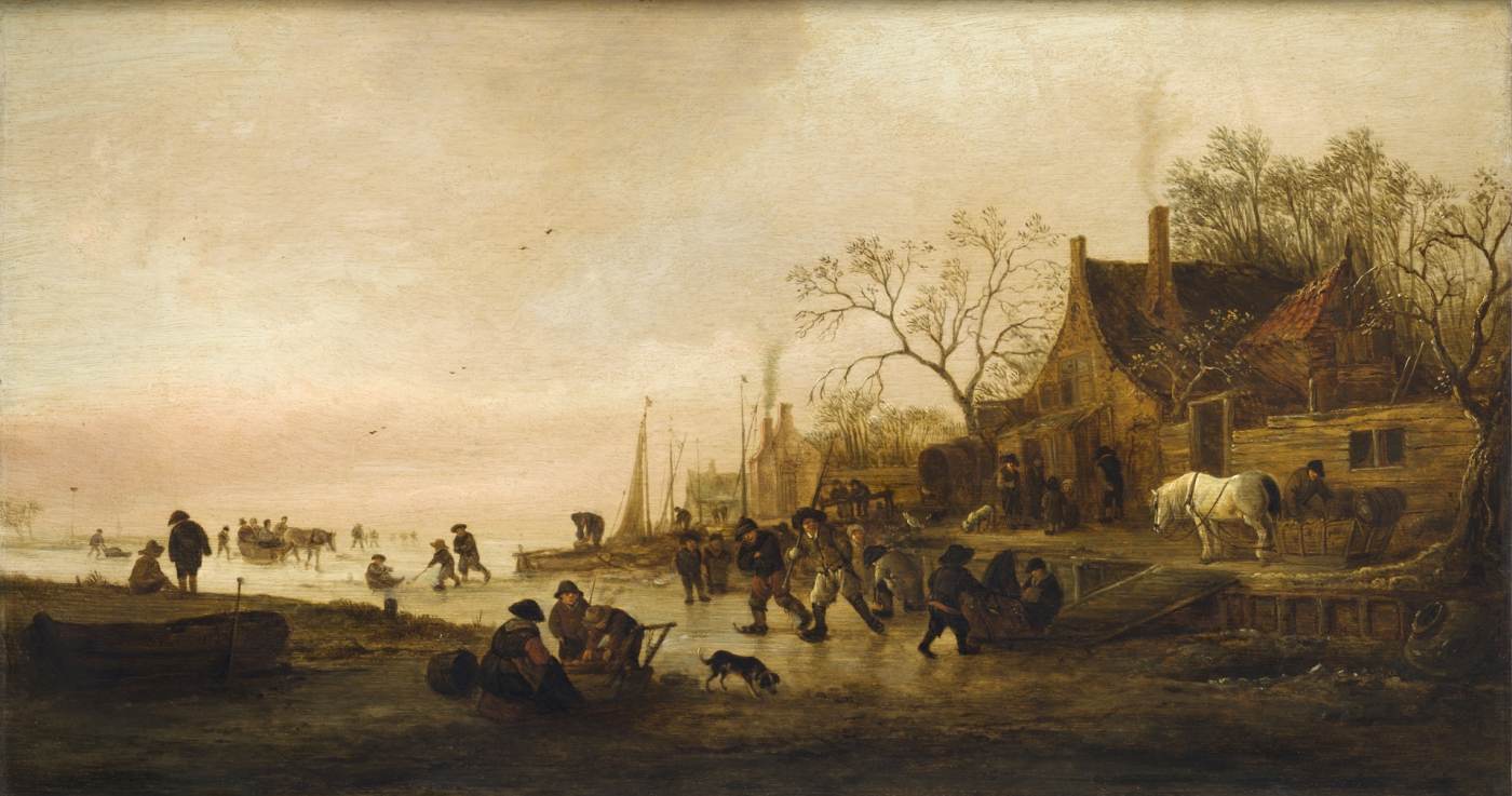 Isaac van Ostade (1621-1649) - "Peisaj de iarnă" (1645) | Sursa: https://commons.wikimedia.org/wiki/File:Isaac_van_Ostade_-_Winter_Landscape.jpg