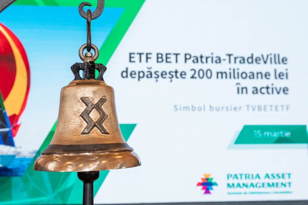 ETF BET Patria - TradeVille, primul ETF listat la BVB, ajunge la active de 220 milioane de lei 