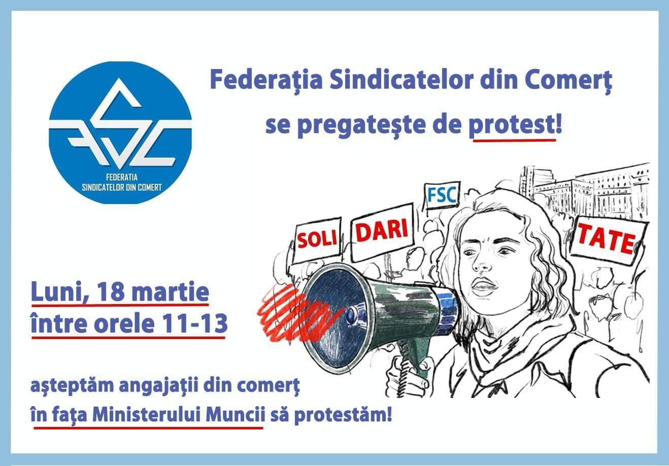 Mass-media: "Sindicaliştii din comerţ pichetează sediul Ministerului Muncii"