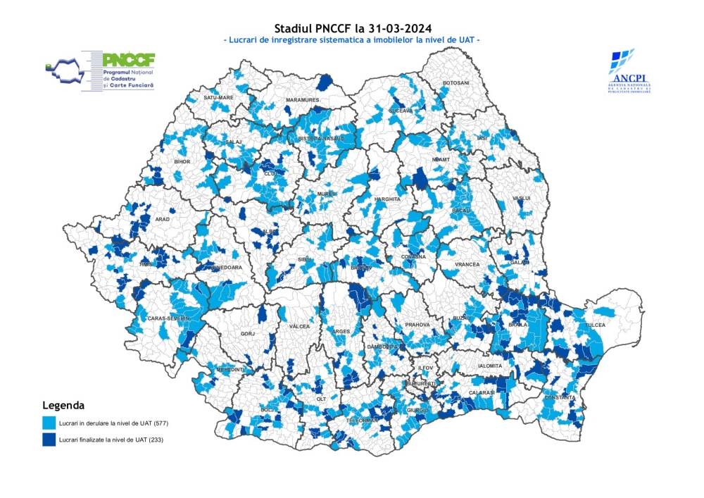 ANCPI: Lucrări de cadastru gratuite, pe o suprafaţă de 6,3 milioane de hectare