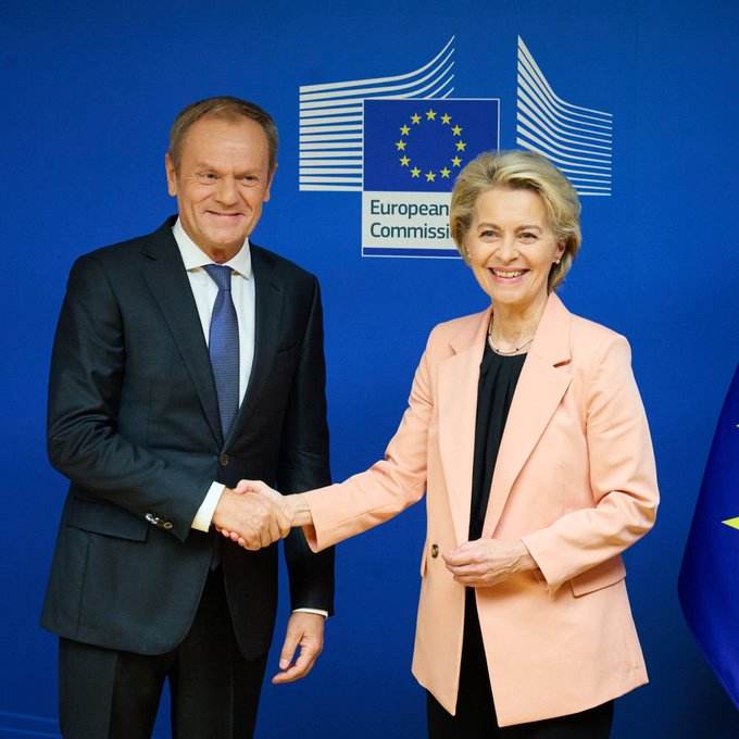 Ursula von der Leyen, Donald Tusk (Sursa foto: Platforma X/ Ursula von der Leyen)