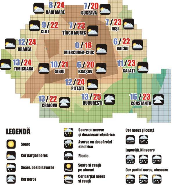 Prognoza meteo (20-21 septembrie)