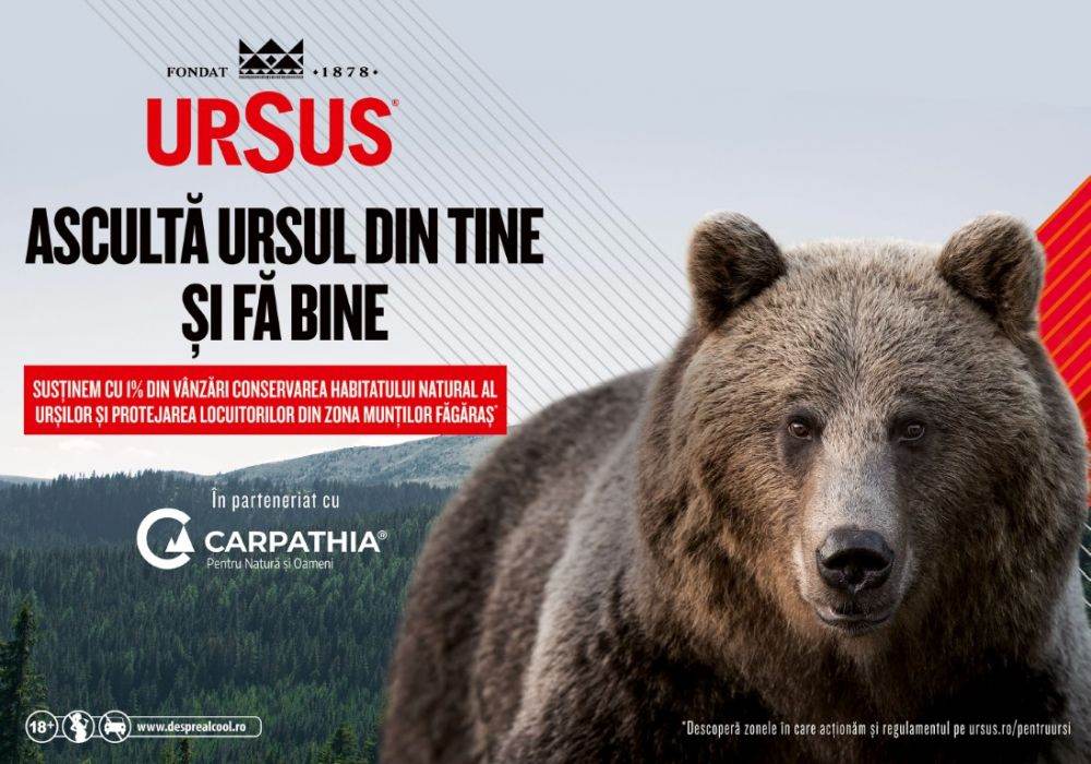 URSUS contribuie cu 1% din vânzările din lunile noiembrie şi decembrie 2024 pentru protejarea habitatului natural al urşilor