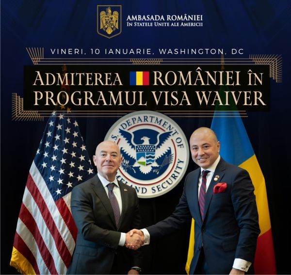 Secretarul pentru Securitate Internă al Statelor Unite, Alejandro Mayorkas (în stânga) şi Ambasadorul României în Statele Unite, Andrei Muraru, se întâlnesc vineri, 10 ianuarie a.c., pentru a consemna oficial aderarea României la programul american de scutire de vize. Întâlnirea va avea loc la sediul Departamentului pentru Securitate Internă, în Washington, D.C. (Sursa foto: facebook / Ambasada României în Statele Unite ale Americii / Romanian Embassy to US)