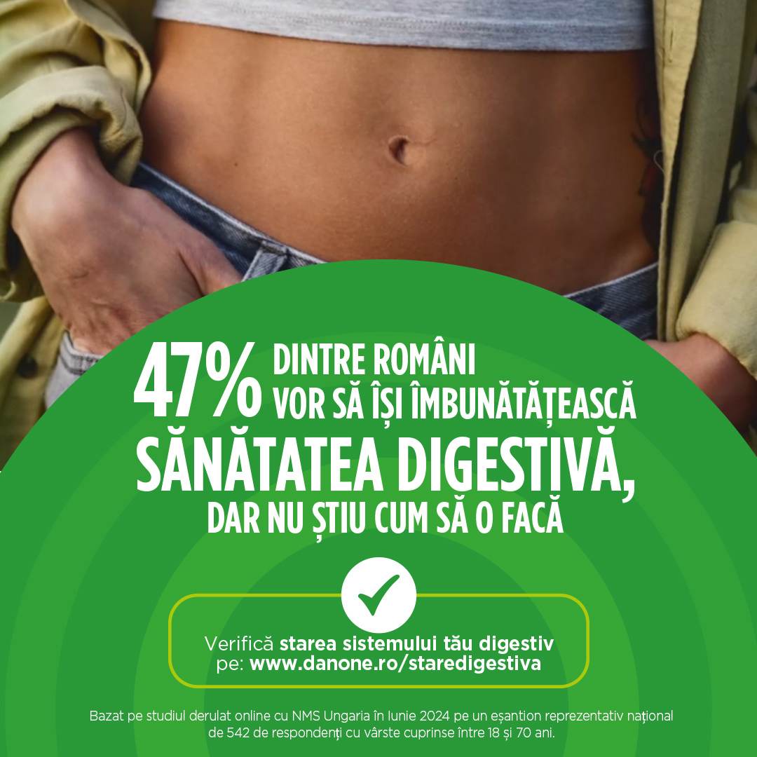 Studiu Danone: 47% dintre noi ne dorim o sănătate digestivă mai bună, dar nu ştim cum