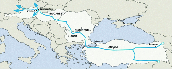 Din cauza contextului politic, Nabucco Gas Pipeline International nu are în vedere o a treia linie de alimentare către graniţa turco-iraniană. Vor exista conducte de alimentare doar către graniţa turco-georgiană şi către graniţa turco-irakiană. Ruta planificată oferă o gamă largă de surse de aprovizionare pentru gazoductul Nabucco, care va primi gaz din Azerbaijan, Turkmenistan şi Irak.