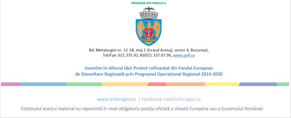 Titlul proiectului: "Creşterea Performanţei Energetice pentru blocurile de locuinţe din Sectorul 4 al Municipiului Bucureşti - CPE 1", Cod MySMIS: 117577