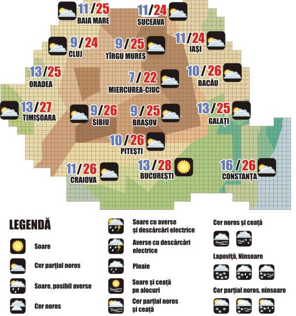 Prognoza meteo (10-11 octombrie 2024)