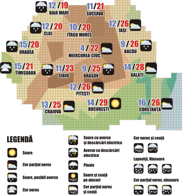 Prognoza meteo (11-12 octombrie 2024)