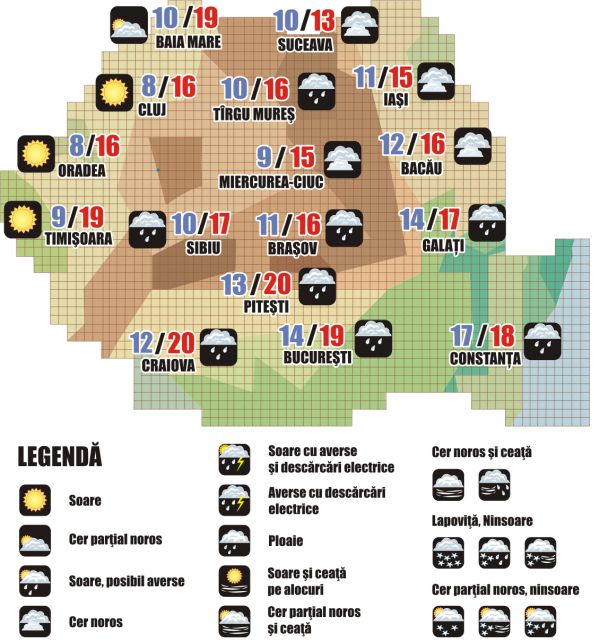 Prognoza meteo (12-13 octombrie 2024)