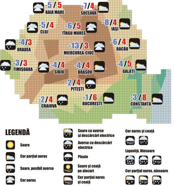 Prognoza meteo (14-15 decembrie 2024)