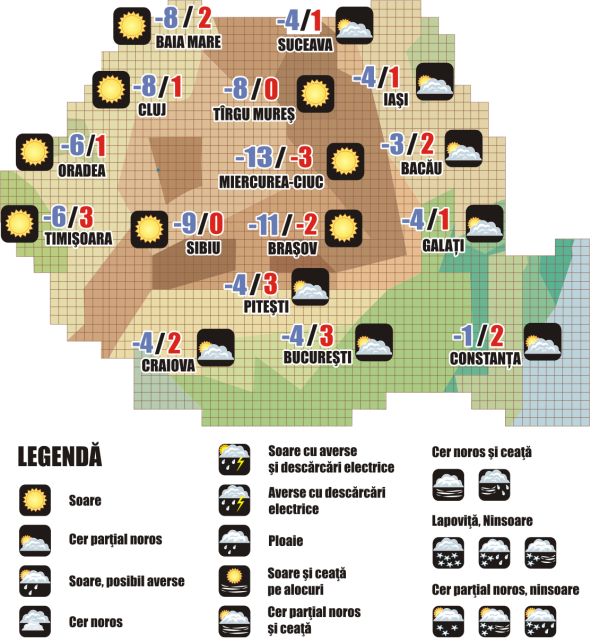 Prognoza meteo (14-15 ianuarie 2025)