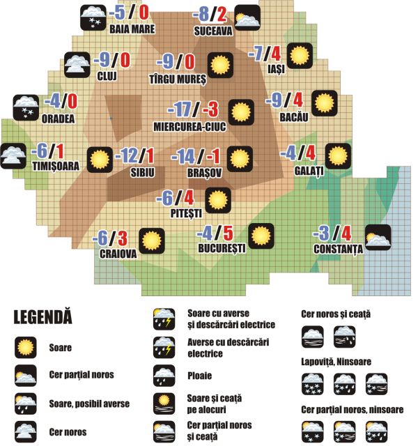 Prognoza meteo (15-16 ianuarie 2025)