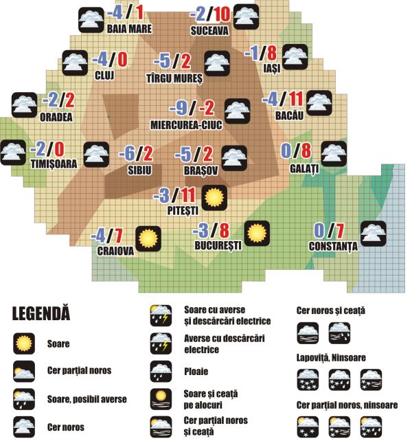 Prognoza meteo (18-19 ianuarie 2025)